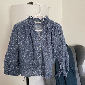 Doen Rose Top in Blue Wildflower Size Small VGUC